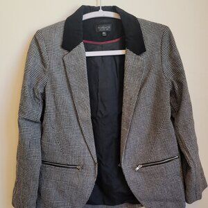 Topshop - Houndstooth Blazer with Metal Zipper Detail - Size 4